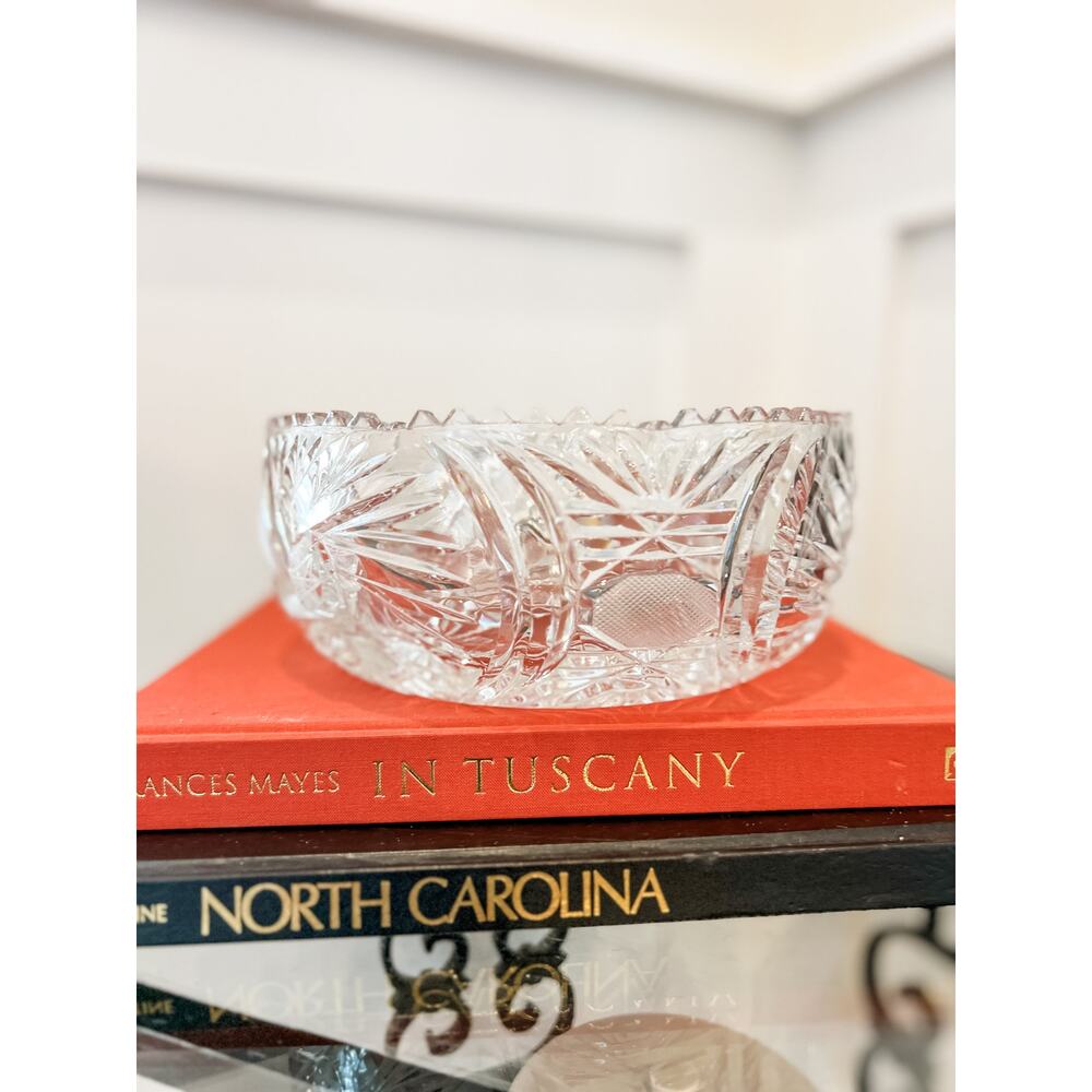 Sawtooth Cut‎ Glass Star of David Crystal Bowl